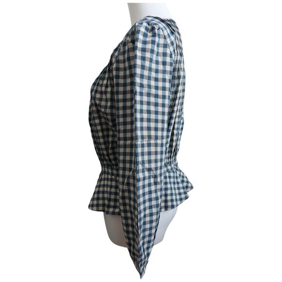 Double RL Ralph Lauren Gingham Voile Peplum Blouse Size 3/M - Picture 7 of 15